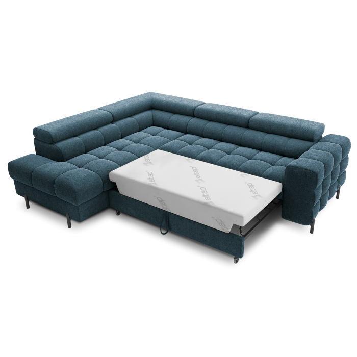 Canapé convertible Bleu foncé FERRUM 5 places angle gauche mousse HR 276x93x200cm 