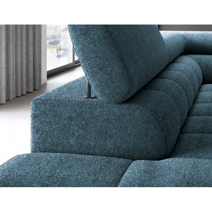 Canapé convertible Bleu foncé FERRUM 5 places angle gauche mousse HR 276x93x200cm 