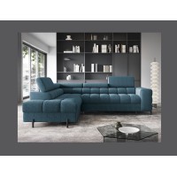 Canapé convertible Bleu foncé FERRUM 5 places angle gauche mousse HR 276x93x200cm 