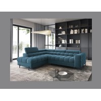 Canapé convertible Bleu foncé FERRUM 5 places angle gauche mousse HR 276x93x200cm 
