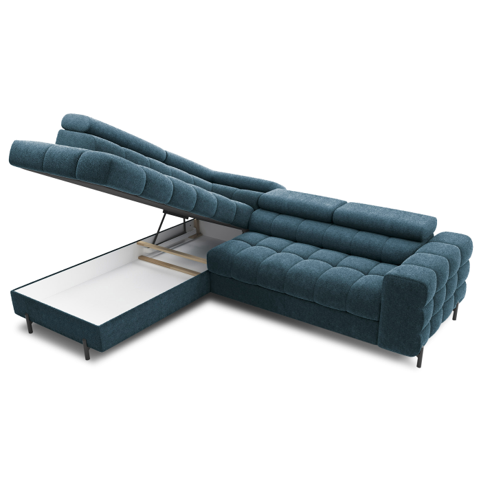 Canapé convertible Bleu foncé FERRUM 5 places angle gauche mousse HR 276x93x200cm 