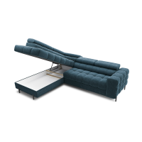 Canapé convertible Bleu foncé FERRUM 5 places angle gauche mousse HR 276x93x200cm 
