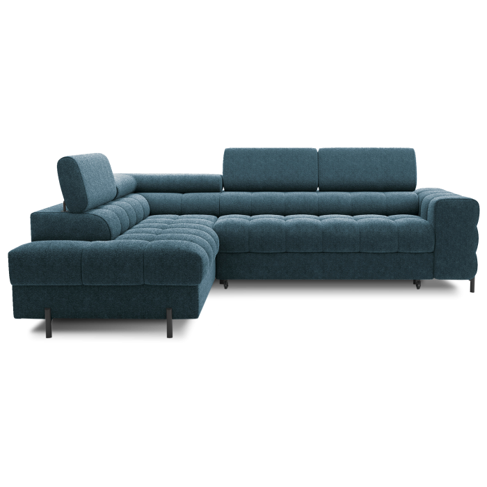Canapé convertible Bleu foncé FERRUM 5 places angle gauche mousse HR 276x93x200cm 