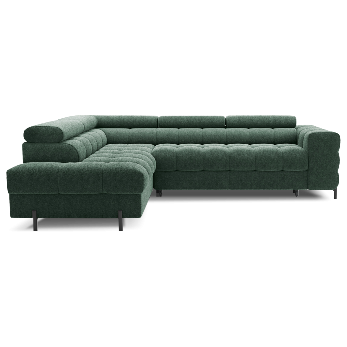 Canapé d'angle gauche convertible Vert foncé 5 places FERRUM style industriel 276x93x200cm 