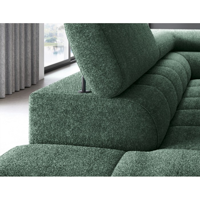 Canapé d'angle gauche convertible Vert foncé 5 places FERRUM style industriel 276x93x200cm 