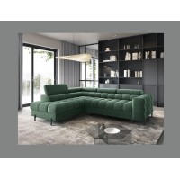 Canapé d'angle gauche convertible Vert foncé 5 places FERRUM style industriel 276x93x200cm 