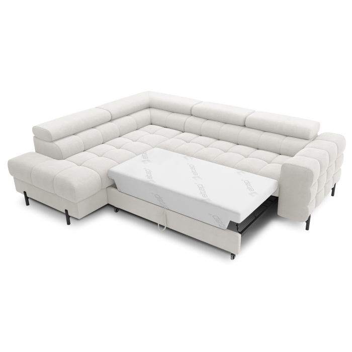 Canapé FERRUM Blanc alpin convertible 5 places angle gauche méridienne confort 276x93x200cm 