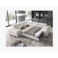 Canapé FERRUM Blanc alpin convertible 5 places angle gauche méridienne confort 276x93x200cm 