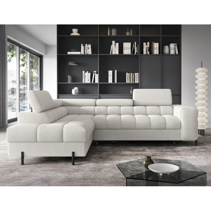 Canapé FERRUM Blanc alpin convertible 5 places angle gauche méridienne confort 276x93x200cm 