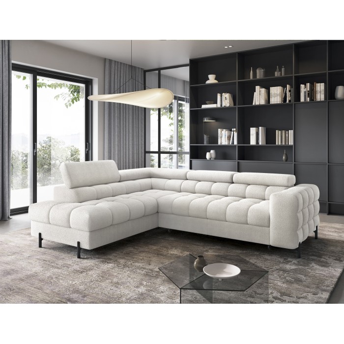Canapé FERRUM Blanc alpin convertible 5 places angle gauche méridienne confort 276x93x200cm 