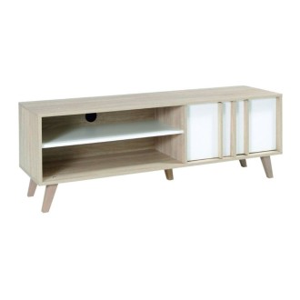 Meuble TV MALMO chêne clair et blanc
