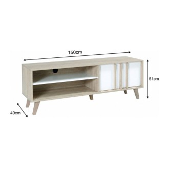 Meuble TV MALMO chêne clair et blanc dimensions
