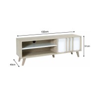 Mobile TV MALMO 150 cm colori rovere chiaro e bianco