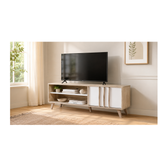 Mobile TV MALMO 150 cm colori rovere chiaro e bianco
