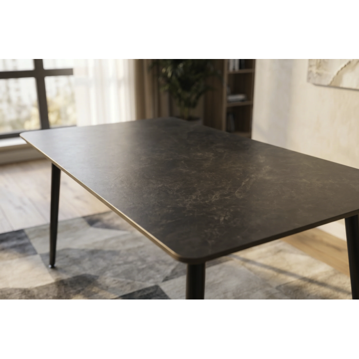 Table HEXA 120cm grise anthracite vue de haut rapprochée