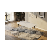 Table HEXA 120cm effet marbre blanc mise en situation