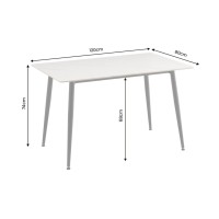 Table HEXA 120cm effet marbre blanc dimensions