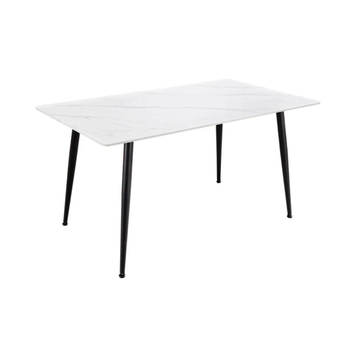 Table HEXA 120cm effet marbre blanc