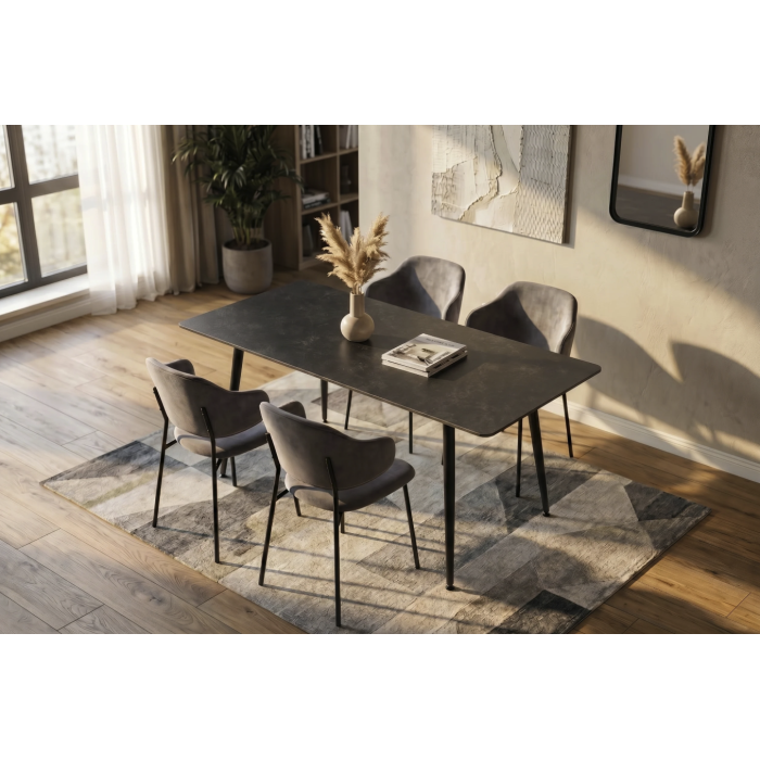 Table HEXA 140cm grise anthracite vue de haut