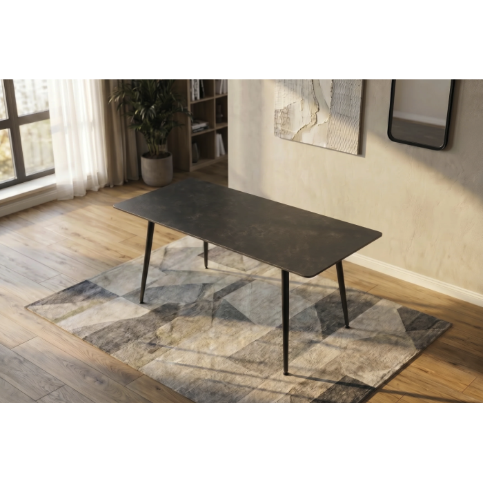 Table HEXA 140cm grise anthracite mise en situation