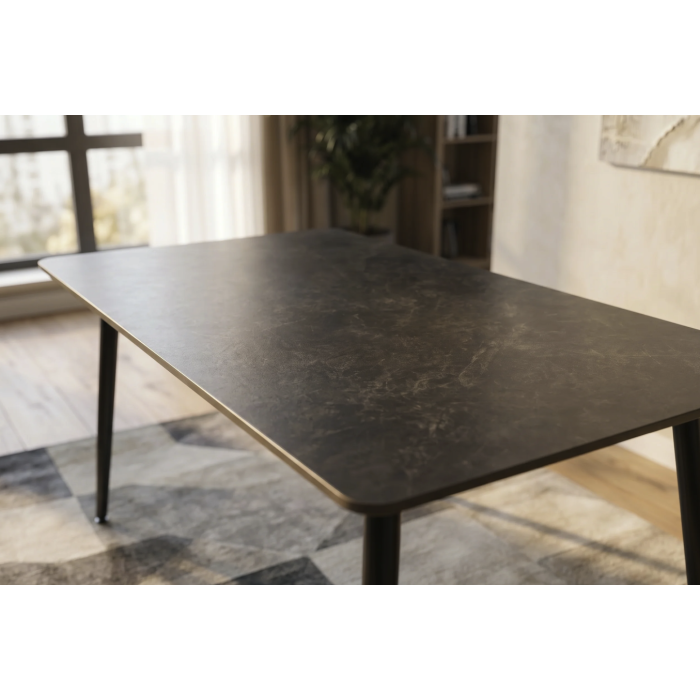 Table HEXA 140cm grise anthracite vue de haut rapprochée