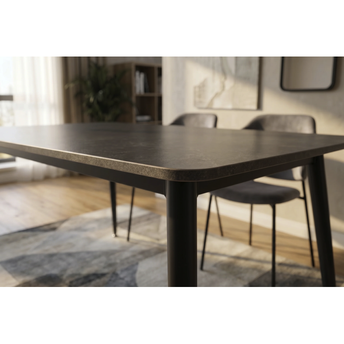 Table HEXA 140cm grise anthracite vue de côté