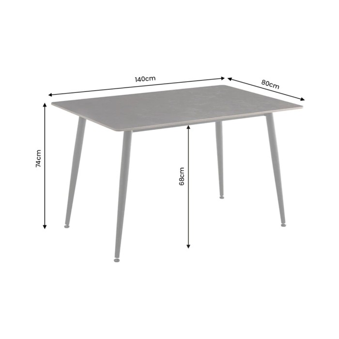 Table HEXA 140cm grise anthracite dimensions