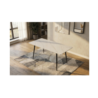 Table HEXA 140cm effet marbre blanc vue de haut