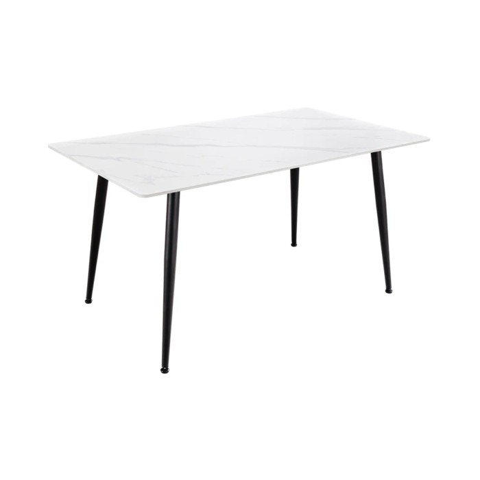 Table HEXA 140cm effet marbre blanc