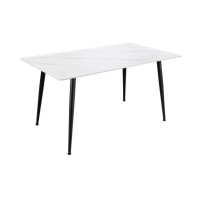 Table HEXA 140cm effet marbre blanc