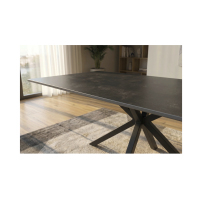 Table SOLARA 160cm grise anthracite vue de côté sur la tranche de la table