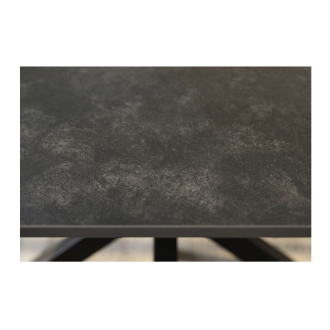 Eettafel SOLARA 160 cm in antracietgrijs keramiek met zwarte ster-voet – 6 zitplaatsen