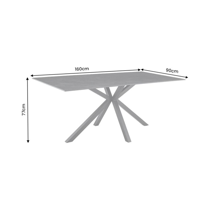 Table SOLARA 160cm grise anthracite dimensions