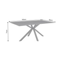 Table SOLARA 160cm grise anthracite dimensions