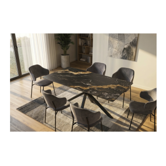 Table SOLARA 160cm grise marbrée sable mise en situation