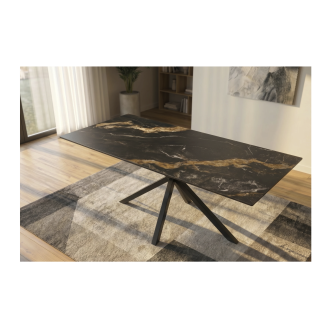 Table SOLARA 160cm grise marbrée sable vue de haut