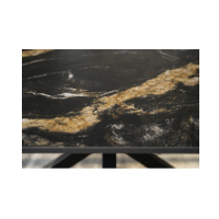 Table SOLARA 160 cm en céramique noire effet marbre sable avec pied étoile – 6 places