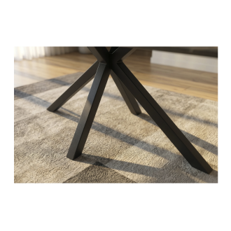 Zoom sur les pieds de la table SOLARA 160cm grise marbrée sable