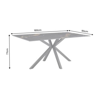 Table SOLARA 160cm grise marbrée sable dimensions