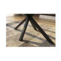 Table SOLARA 160 cm en céramique effet marbre blanc avec pied étoile noir – 6 places
