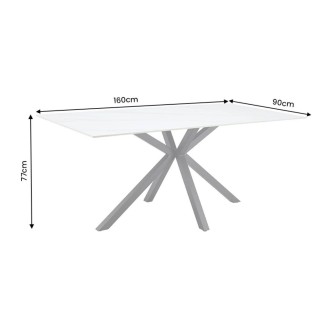 Table SOLARA 160cm effet marbre blanc dimensions