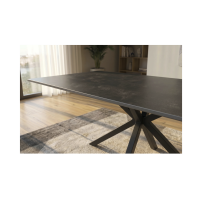 Table SOLARA 180 cm en céramique gris anthracite avec pied étoile noir – 8 places