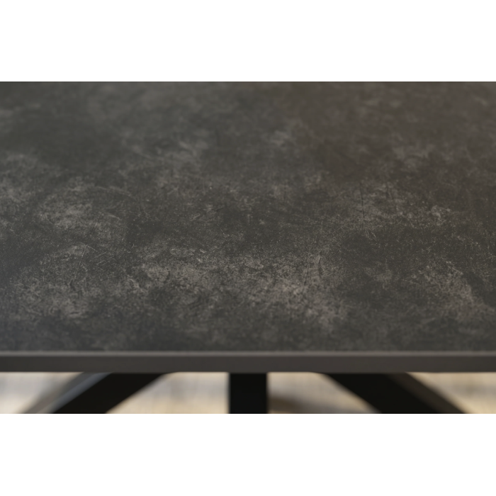 Table SOLARA 180 cm en céramique gris anthracite avec pied étoile noir – 8 places