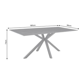 Table SOLARA 180cm grise anthracite dimensions