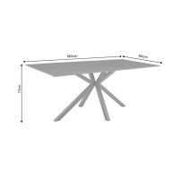 Table SOLARA 180 cm en céramique gris anthracite avec pied étoile noir – 8 places