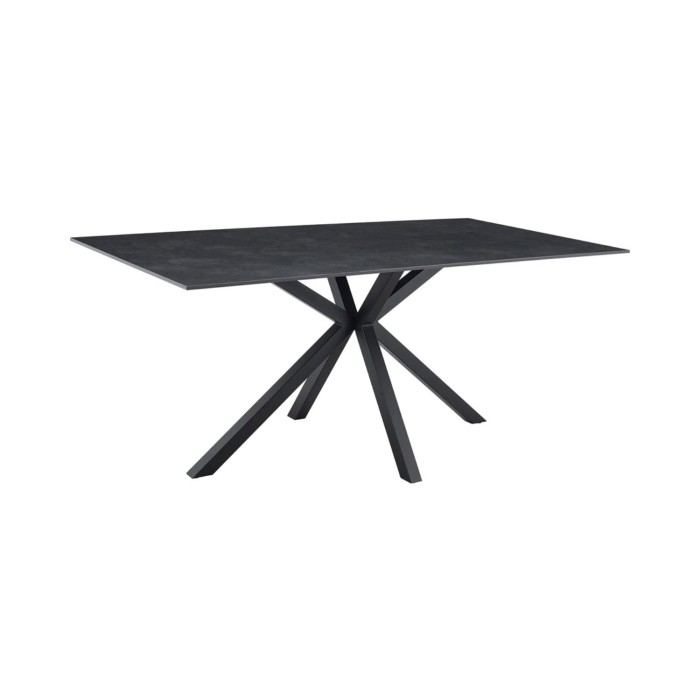 Table SOLARA 180 cm en céramique gris anthracite avec pied étoile noir – 8 places