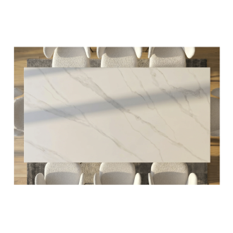 Table SOLARA 180cm effet marbre blanc vue de haut