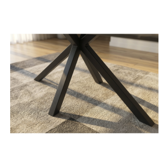 Zoom sur les pieds de la table SOLARA 180cm effet marbre blanc