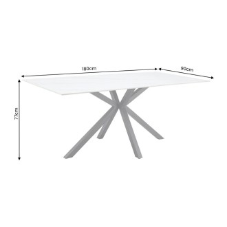 Table SOLARA 180cm effet marbre blanc dimensions