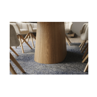 Table de salle à manger LUMEA 200 cm en céramique blanc avec pied central aspect bois  – 8 places
